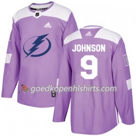 Tampa Bay Lightning Tyler Johnson 9 Adidas 2017-2018 Purper Fights Cancer Practice Authentic Shirt - Mannen